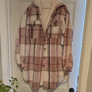 Plaid Sherpa-Lined Utility Jacket